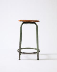 Metal and Wood French Factory Barstools France c 1950s - 3658936