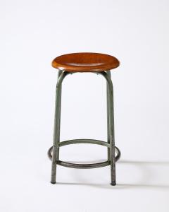 Metal and Wood French Factory Barstools France c 1950s - 3658946