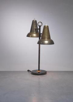Metal and brass table lamp with two hoods France 1950s - 952570