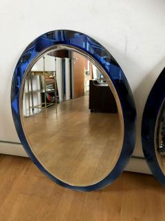 Metalvetro Galvorame Pair of Oval Blue Mirror - 986257