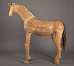 Mexican Carved Pine Horsehair Pony - 3941356