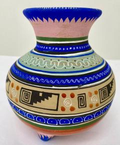 Mexican Handmade Pottery Multicolor Three Legged Vase - 3615598