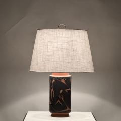 Mexican Mid Century Terracotta Desk or Table Lamp with Custom Linen Shade - 4133420