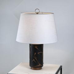 Mexican Mid Century Terracotta Desk or Table Lamp with Custom Linen Shade - 4133422