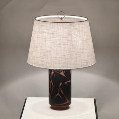Mexican Mid Century Terracotta Desk or Table Lamp with Custom Linen Shade - 4133424