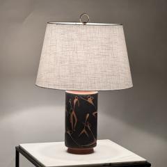Mexican Mid Century Terracotta Desk or Table Lamp with Custom Linen Shade - 4133425