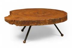Mexican Modern Free Edge Sabino Wood and Iron Coffee Cocktail Table - 2793452