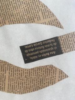 Mexican Newsprint Collage Artist Signed and Dated 1996 Titled Hombre de Letras  - 3604739