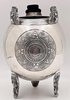 Mexican Sterling Silver Vase with Aztec Motifs - 3237849