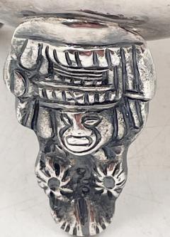 Mexican Sterling Silver Vase with Aztec Motifs - 3237938