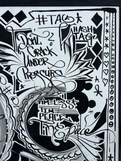 Miami Street Artist Jona Cerwinske Black White Abstract Painting c2010 - 4397155