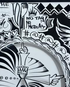 Miami Street Artist Jona Cerwinske Black White Abstract Painting c2010 - 4397156