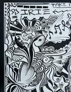 Miami Street Artist Jona Cerwinske Black White Abstract Painting c2010 - 4397163