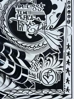 Miami Street Artist Jona Cerwinske Black White Abstract Painting c2010 - 4397175