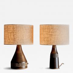 Michael Andersen Pair of Stoneware Table Lamps with dark brown Glaze by Michael Andersen - 4789925