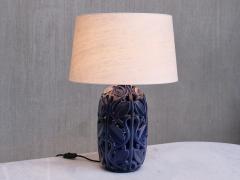 Michael Andersen Son Michael Andersen Blue Ceramic Table Lamp with Botanical Openwork Relief 1940s - 4379840