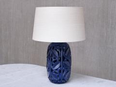 Michael Andersen Son Michael Andersen Blue Ceramic Table Lamp with Botanical Openwork Relief 1940s - 4379848