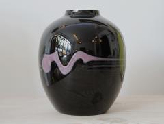 Michael Bang Michael Bang Large Vase Black with Purple Milk Glass Design - 3212510