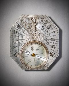 Michael Butterfield Rare Silver Pocket Sundial and Compass by Michael Butterfield Paris circa 1700 - 3123359