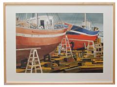 Michael Dunlavey watercolor on paper hong kong boat works 1969 signed Michael Dunlavey 2012 - 1275162