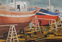 Michael Dunlavey watercolor on paper hong kong boat works 1969 signed Michael Dunlavey 2012 - 1275301