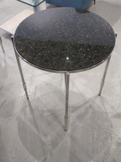 Michael Graves Pair of Michael Graves Modern Granite and Polished Chrome End Side Tables - 4274329