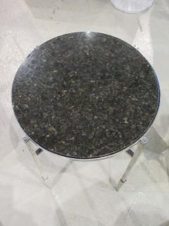 Michael Graves Pair of Michael Graves Modern Granite and Polished Chrome End Side Tables - 4274332