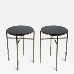 Michael Graves Pair of Michael Graves Modern Granite and Polished Chrome End Side Tables - 4298128