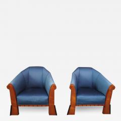 Michael Graves Pair of Postmodern Club Chairs in Stained Birdseye Maple by Michael Graves - 3490362