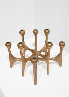 Michael Harjes Mid Century Brutalist Bronze Candlestick by Michael Harjes - 3906571