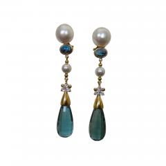Michael Kneebone Michael Kneebone Blue Topaz Briolette Pearl Diamond Dangle Earrings - 1103784