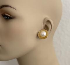 Michael Kneebone Michael Kneebone Button Pearl 18K Yellow Gold Earrings - 1939816