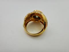 Michael Kneebone Michael Kneebone Green Zircon Pave Diamond 18k Gold Dome Ring - 1267311