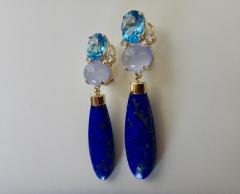 Michael Kneebone Michael Kneebone Lapis Lazuli Blue Topaz Chalcedony Diamond Dangle Earrings - 1130408