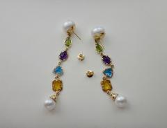 Michael Kneebone Michael Kneebone Multi gemstone Paspaley South Seas Pearl Dangle Earrings - 1225445