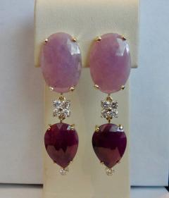 Michael Kneebone Michael Kneebone Pink Sapphire Ruby Slice White Diamond Dangle Earrings - 1230489