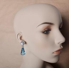 Michael Kneebone Michael Kneebone Swiss Blue Topaz Diamond Gray Pearl Dangle Earrings - 1267454