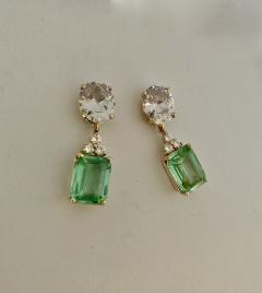 Michael Kneebone Michael Kneebone White Sapphire Diamond Green Beryl Dangle Earrings - 2837818