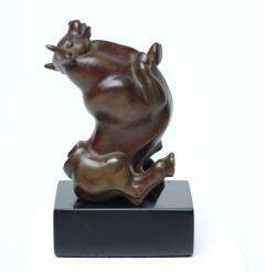 Michael Lantz Rare Bronze Sculpture of a Sitting Bull by American Sculptor Michael Lantz - 3180582