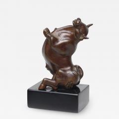 Michael Lantz Rare Bronze Sculpture of a Sitting Bull by American Sculptor Michael Lantz - 3183084