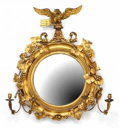 Michael OMalley Irish Victorian Gilt Girandole Eagle Crest Wall Mirror - 4628019