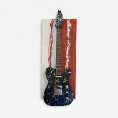 Michael Ricigliano Guitar in Flag Telecaster Style Guitar on top of wood - 3601543