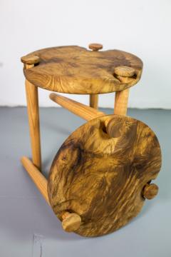 Michael Rozell Pair of Side Tables in White Oak Burl Top by Michael Rozell - 1412052