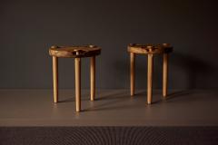 Michael Rozell Pair of Side Tables in White Oak Burl Top by Michael Rozell USA 2020 - 2346385