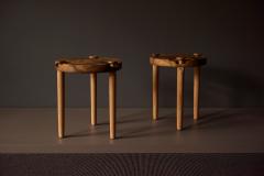Michael Rozell Pair of Side Tables in White Oak Burl Top by Michael Rozell USA 2020 - 2346386