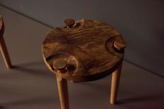 Michael Rozell Pair of Side Tables in White Oak Burl Top by Michael Rozell USA 2020 - 2346388