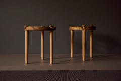 Michael Rozell Pair of Side Tables in White Oak Burl Top by Michael Rozell USA 2020 - 2346389
