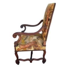 Michael Taylor 18th C Style French Needlepoint Carved Walnut Throne Chair - 4247364