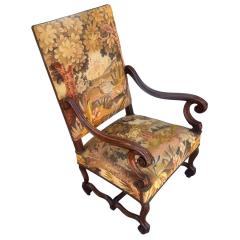 Michael Taylor 18th C Style French Needlepoint Carved Walnut Throne Chair - 4247366