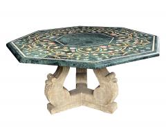 Michael Taylor An Octagonal Center Table with Verde Antico Top Michael Taylor Faux Stone Base - 3547816